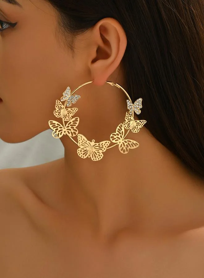 Take Two Women Hoop Butterfly Earrings